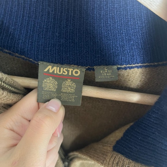 Musto Sweater Mens Large Brown Half Zip Mock Neck Pullover Knit Casual Outdoor - Picture 3 of 6